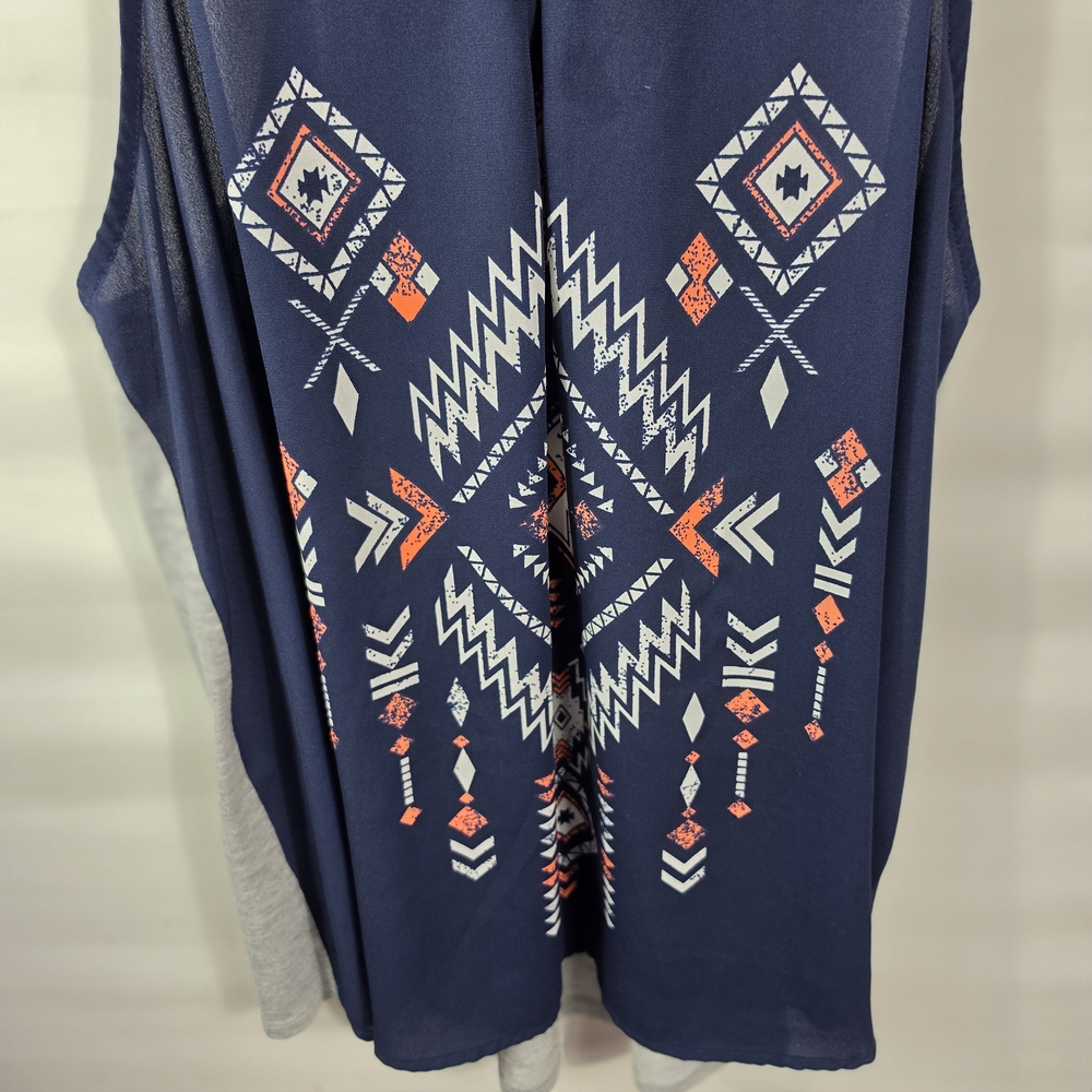 Rewind Navy Aztec Tank with Coral Straps and Gray Side  Panels Size Xl - Picture 3 of 8